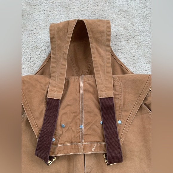Vintage Carhartt 38x30 Double Knee Overalls Tan Duck Canvas USA Union Made 6FB - Picture 8 of 14